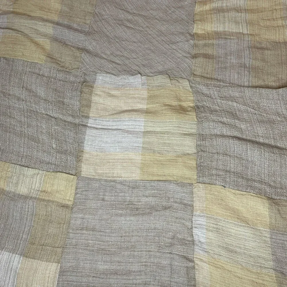 Marilu Italy Womens Lightweight Patchwork Scarf Beach Wrap Beige Tan 25